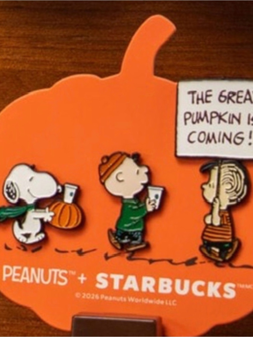 Starbucks Orange Peanuts Pumpkin Trick-or-Treat Sign